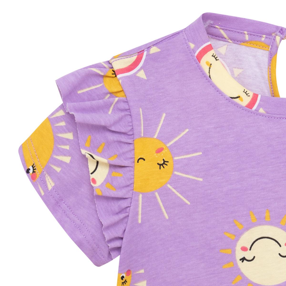 POLERA MANGA CORTA ALGODÓN NIÑA OFFCORSS SOLECITOS CON MANGAS ABOMBADAS PARA BEBÉ - 3