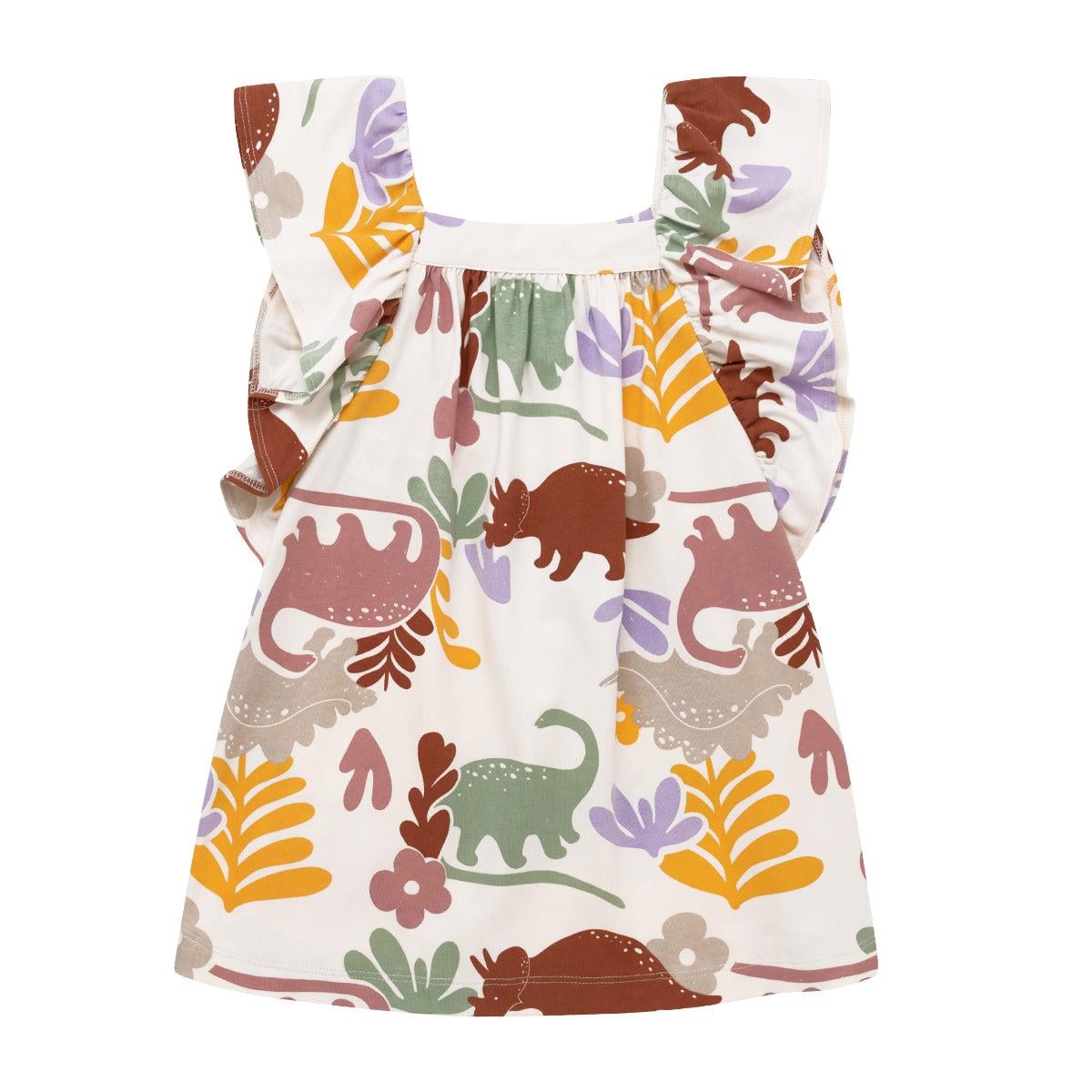VESTIDO ALGODON NIÑA OFFCORSS CAFE MANGA CORTA BOLEROS RECOGIDO BEBE - 2