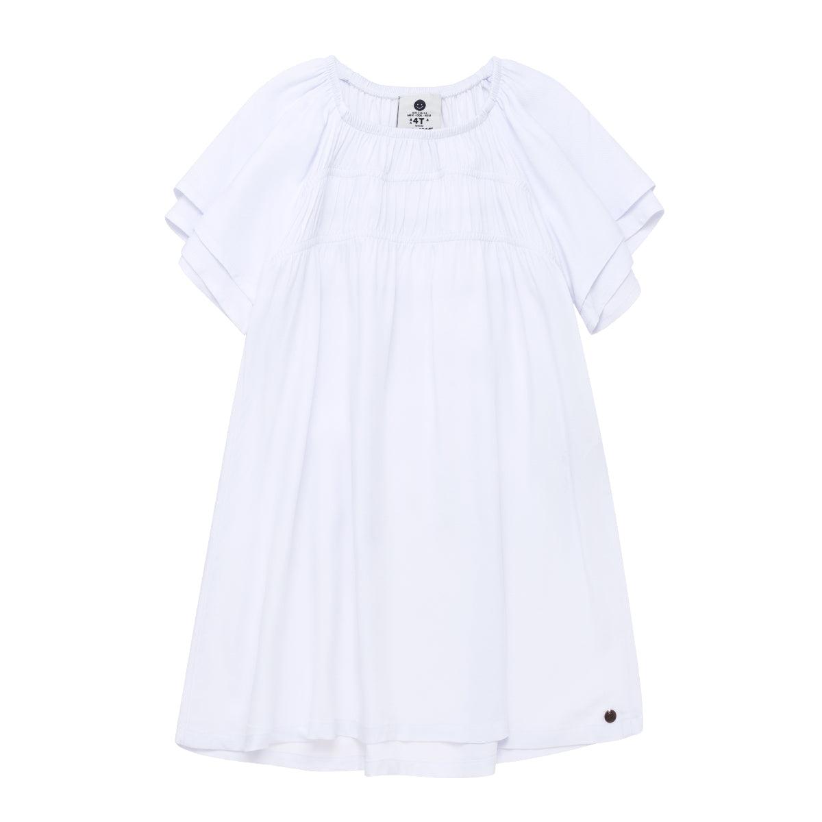 VESTIDO ALGODON NIÑA OFFCORSS BLANCO MANGA CORTA BEBE 2T - 1