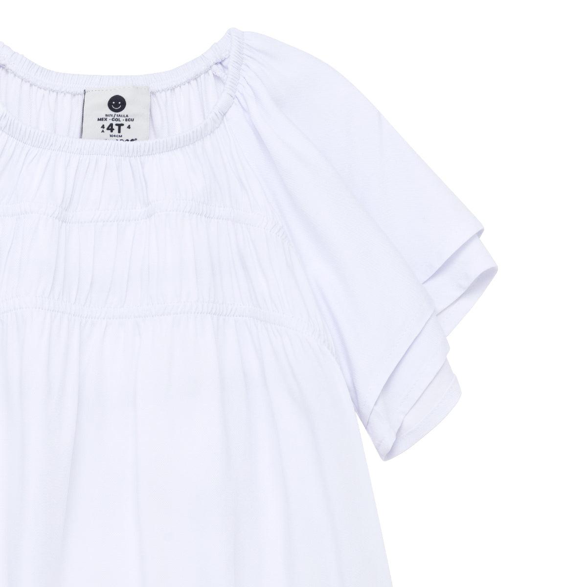 VESTIDO ALGODON NIÑA OFFCORSS BLANCO MANGA CORTA BEBE 2T - 3