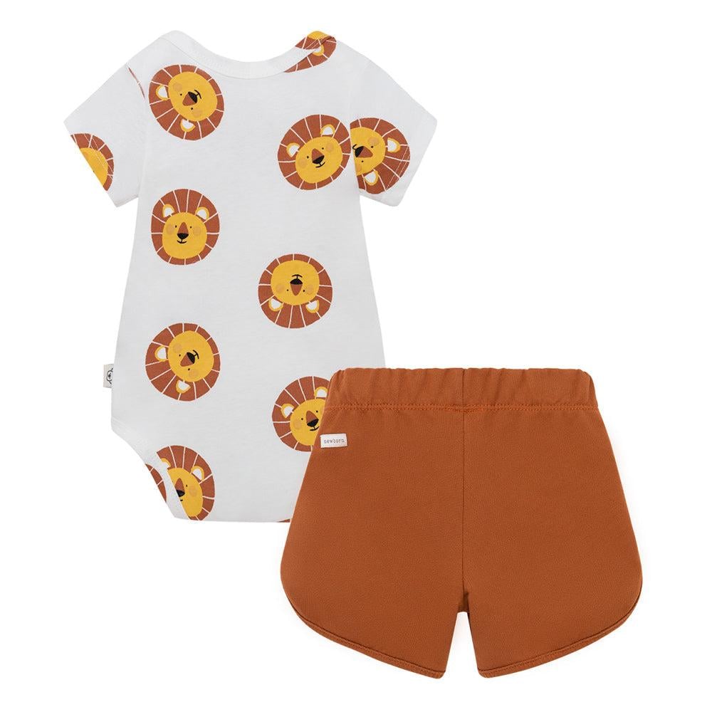 CONJUNTO ALGODON NIÑO OFFCORSS GRIS CORTO BODY SHORT RECIEN NACIDO - 2