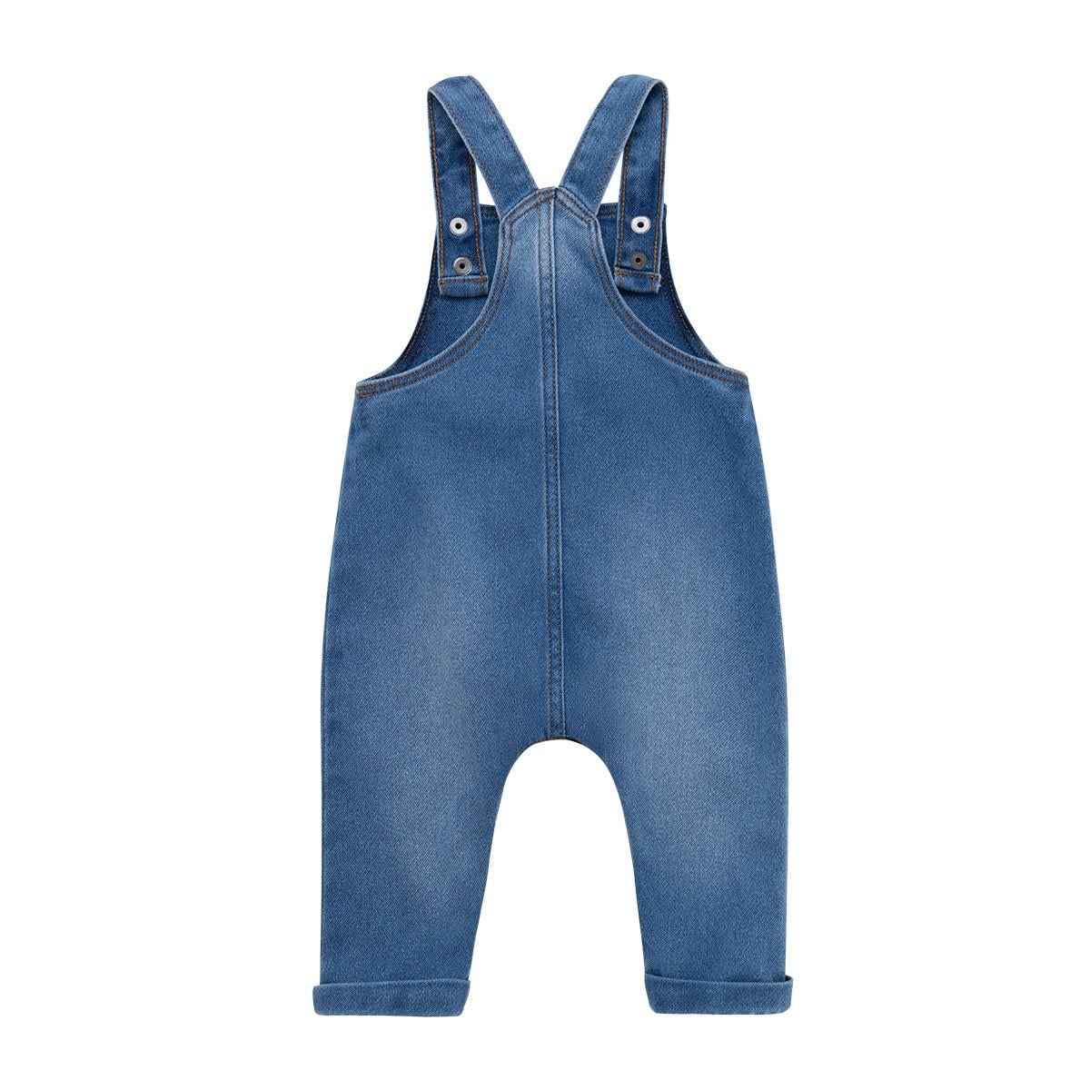 JARDINERA ALGODON UNISEX OFFCORSS INDIGO DENIM LARGA RECIEN NACIDOS - 2