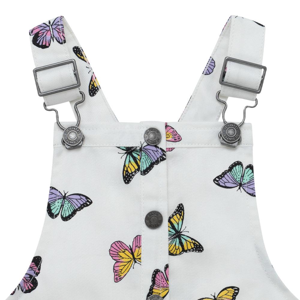 JARDINERA ALGODON NIÑA OFFCORSS GRIS CORTA ESTAMPADO MARIPOSAS BEBE 6 - 3