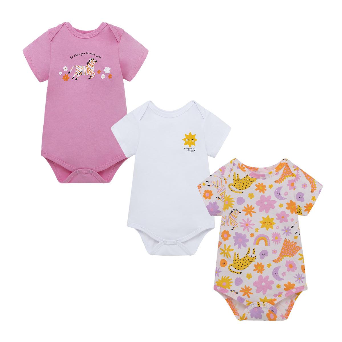BODY MANGA CORTA ALGODÓN NIÑA OFFCORSS SET X3 PILUCHO DE PARA RECIÉN NACIDA - 1