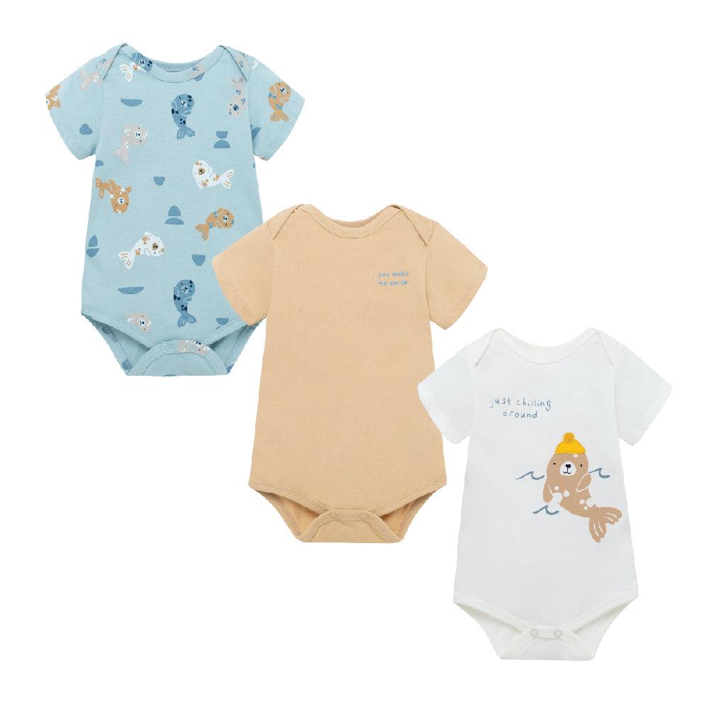 BODY ALGODÓN NIÑO OFFCORSS SET X3 PILUCHOS FOCA Y PECES PARA RECIÉN NACIDO - 1