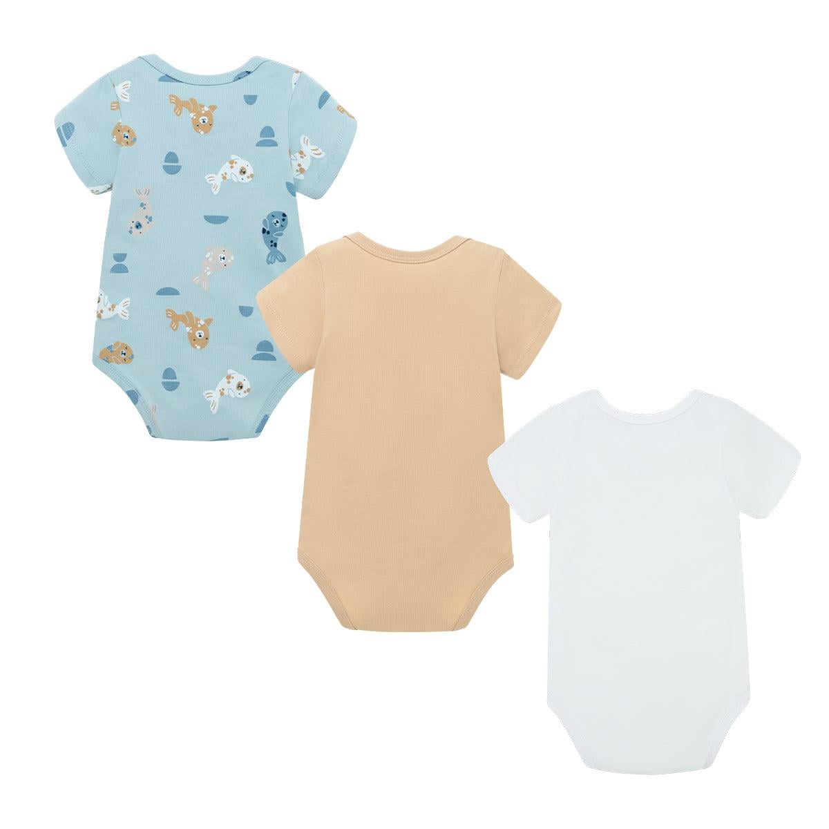 BODY ALGODÓN NIÑO OFFCORSS SET X3 PILUCHOS FOCA Y PECES PARA RECIÉN NACIDO - 2
