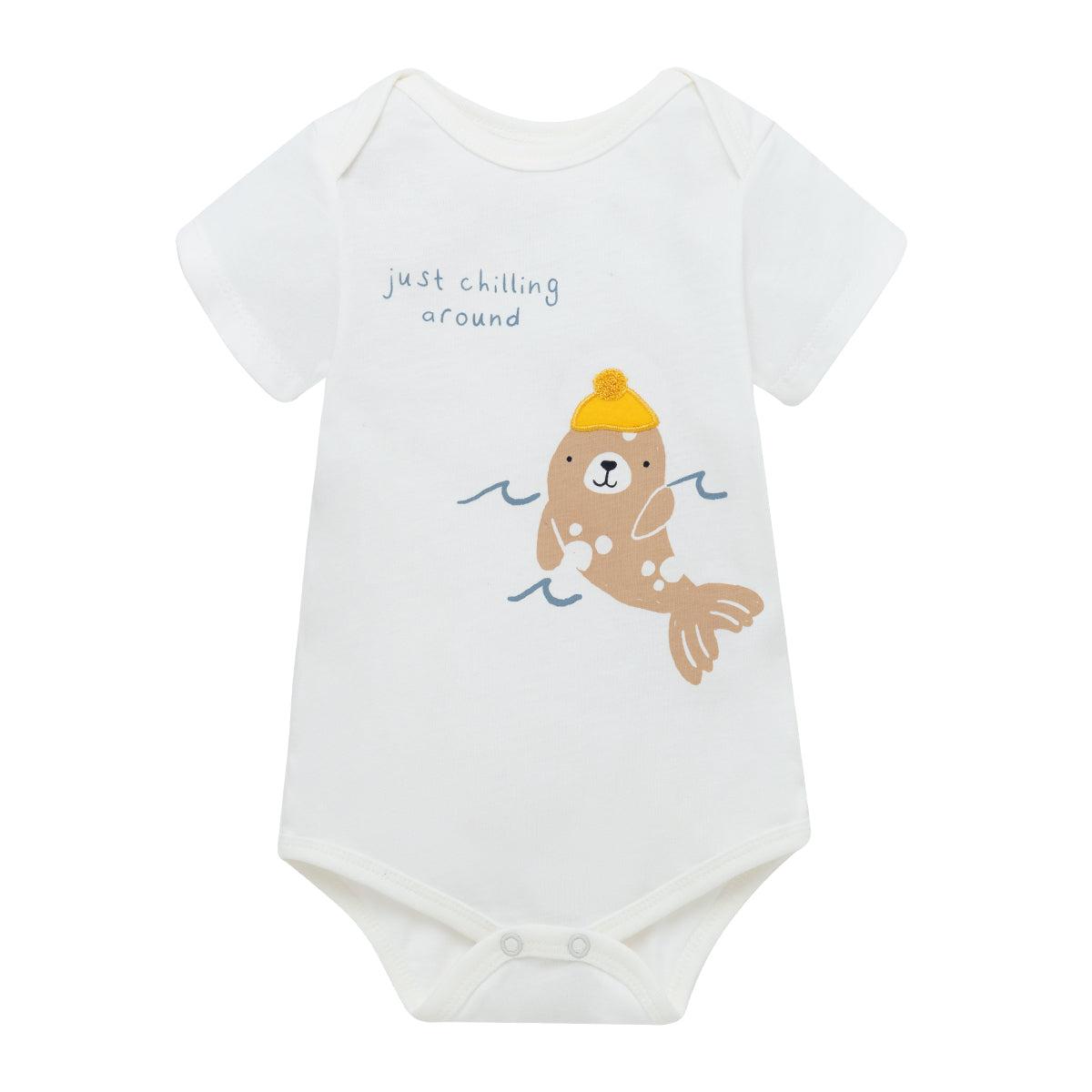 BODY ALGODÓN NIÑO OFFCORSS SET X3 PILUCHOS FOCA Y PECES PARA RECIÉN NACIDO - 5