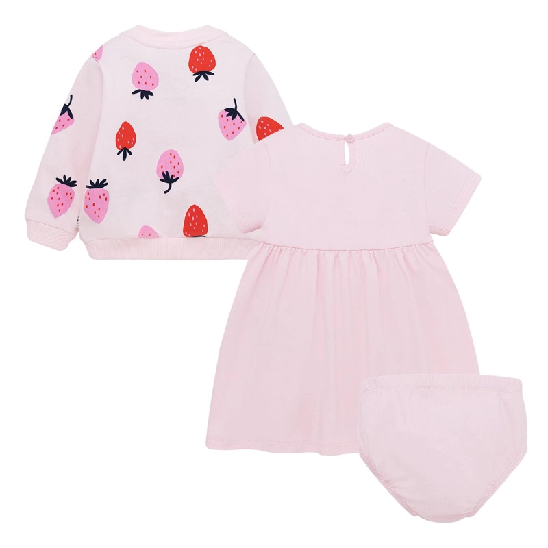 CONJUNTO ALGODON NIÑA OFFCORSS ROSA VESTIDO BUZO CALZON RECIEN NACIDA - 2