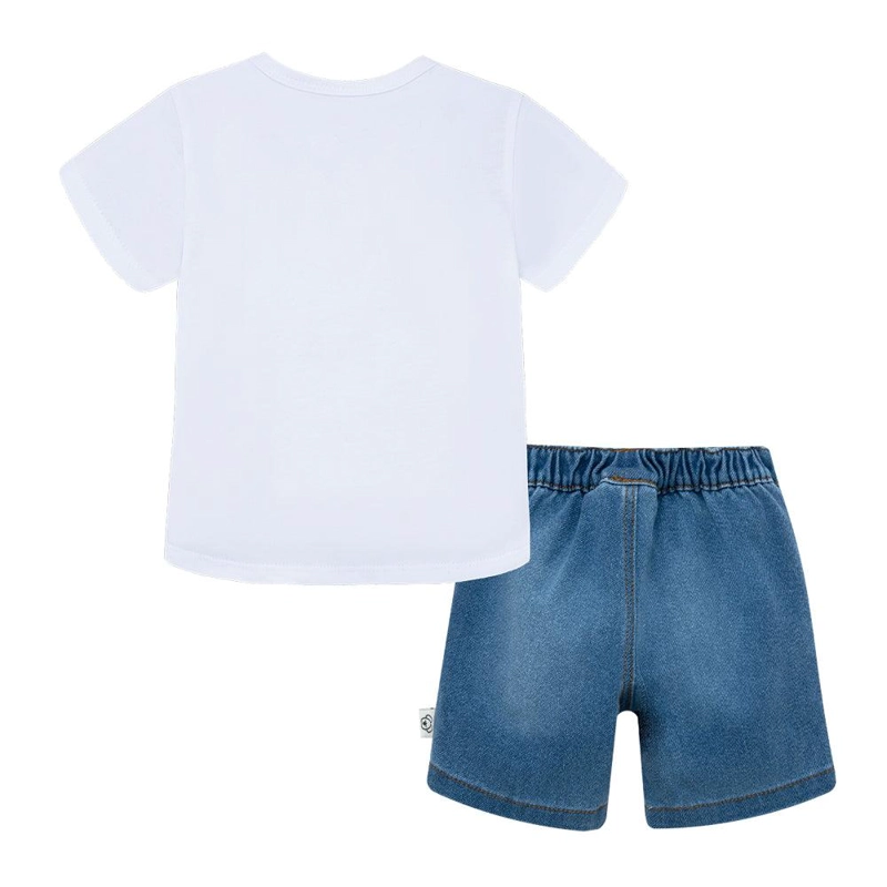 CONJUNTO CORTO DE POLERA BERMUDA EN DENIM PARA RECIÉN NACIDO NIÑO - 2