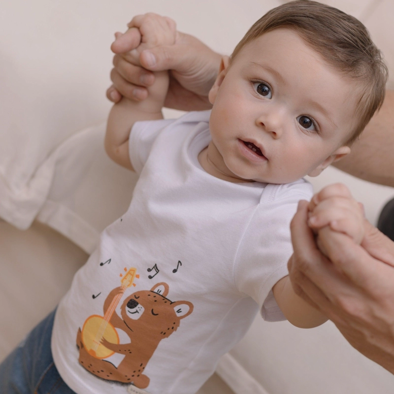 CONJUNTO CORTO DE POLERA BERMUDA EN DENIM PARA RECIÉN NACIDO NIÑO - 3
