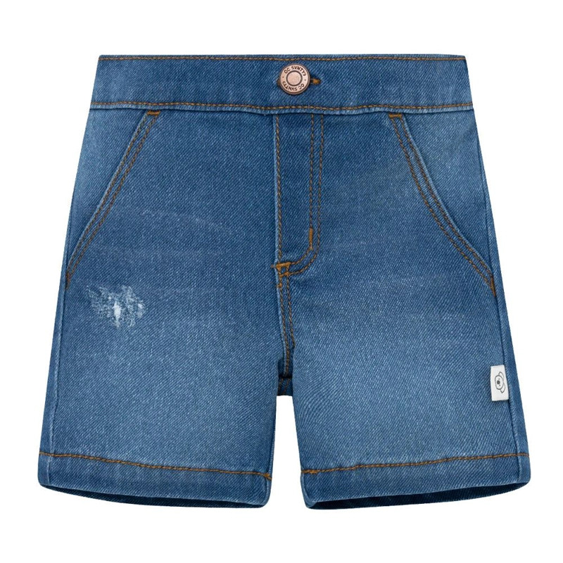 CONJUNTO CORTO DE POLERA BERMUDA EN DENIM PARA RECIÉN NACIDO NIÑO - 4