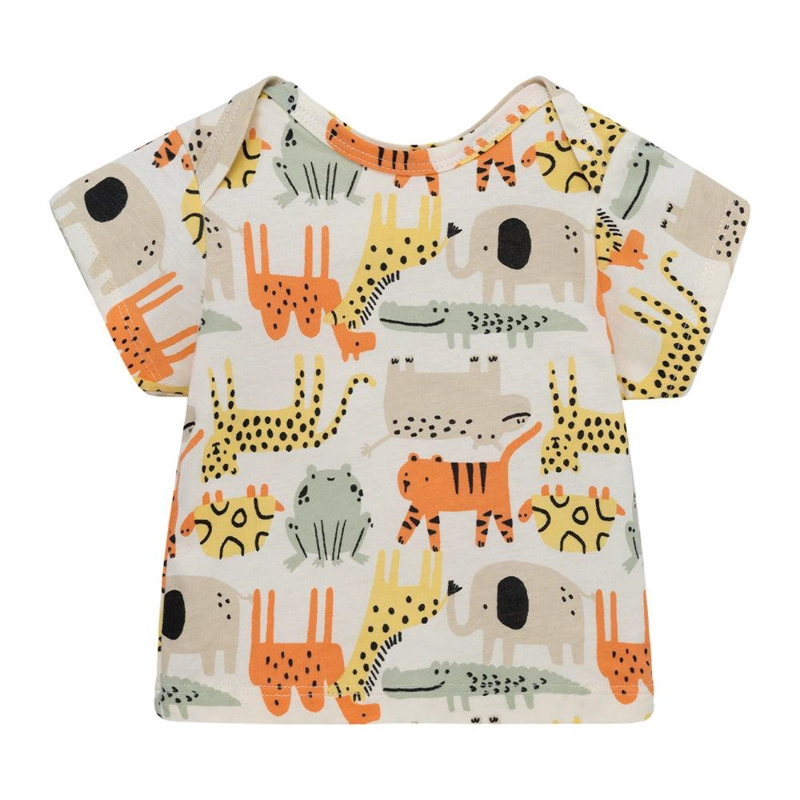 CONJUNTO LARGO DE JARDINERA Y POLERA MANGA CORTA PARA RECIE N NACIDOS UNISEX CAFE - 3