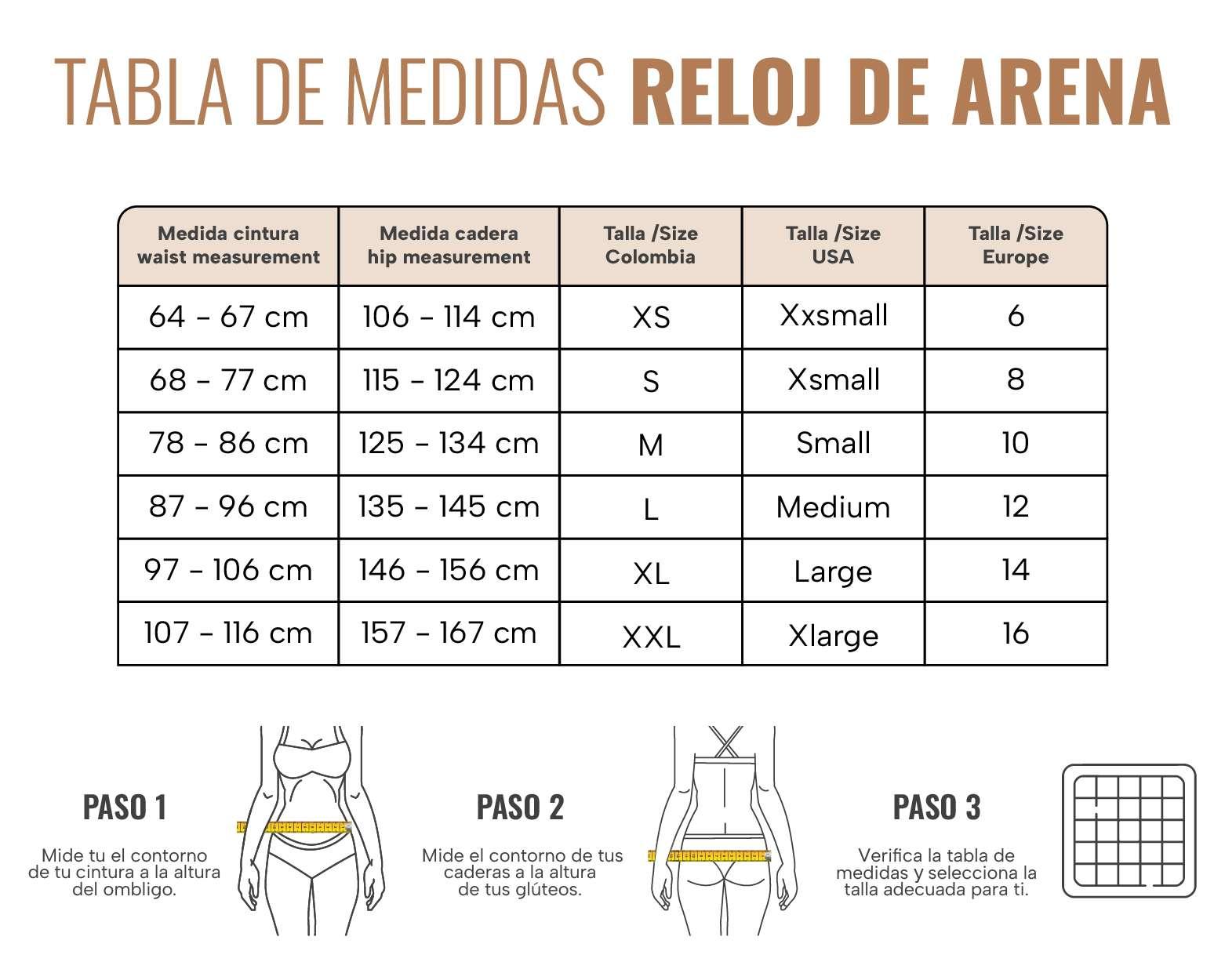 FAJA RELOJ DE ARENA 4 HILERAS BROCHES BRETEL GRUESO PAOPINK - BEIGE - XL - 4