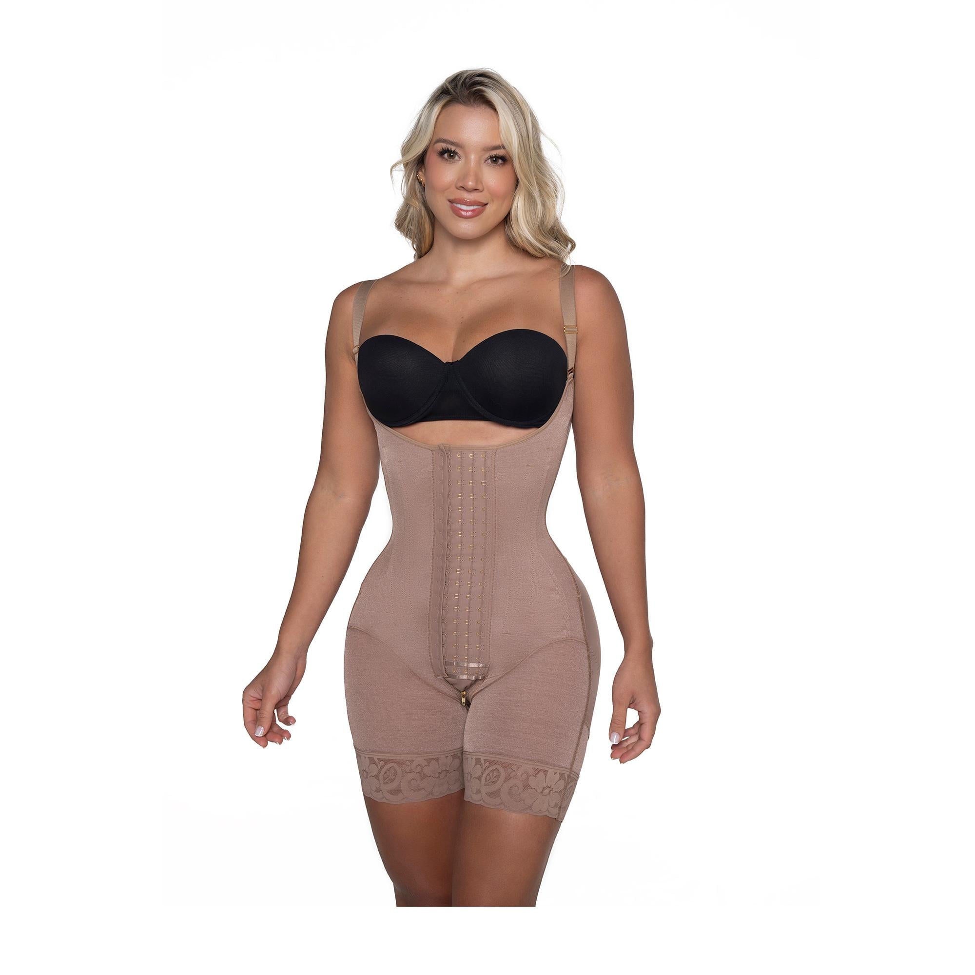 FAJA COLOMBIANA PAOPINK LUXURY 4 HILERAS DE BROCHES - BEIGE - S - 1