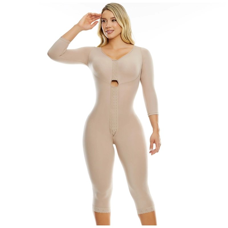 FAJA LARGA PAOPINK COMPRESION BAJA CON MANGAS Y SOSTE N PP093731B - BEIGE - S - 1