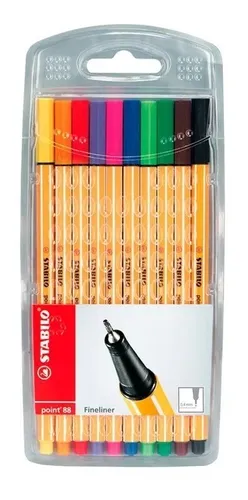 SET 10 FINELINER STABILO POINT 88 COLORES SURTIDOS - 1