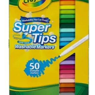 SUPER TIPS CRAYOLA 50 UNIDADES MARCADORES LAVABLES DE TINTA - 1