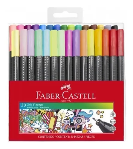 MARCADORES ROTULADOS FINELINER 30 COLORES FABER CASTELL - 1