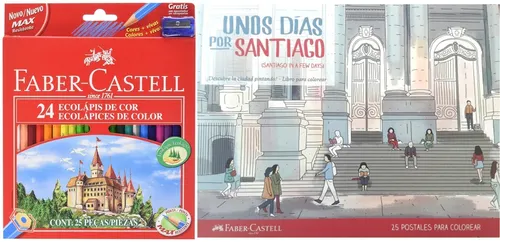 SET DE 24 LAPICES DE COLORES + 1 LIBRO CON 25 POSTALES PARA COLOREAR FABER CASTELL - 1