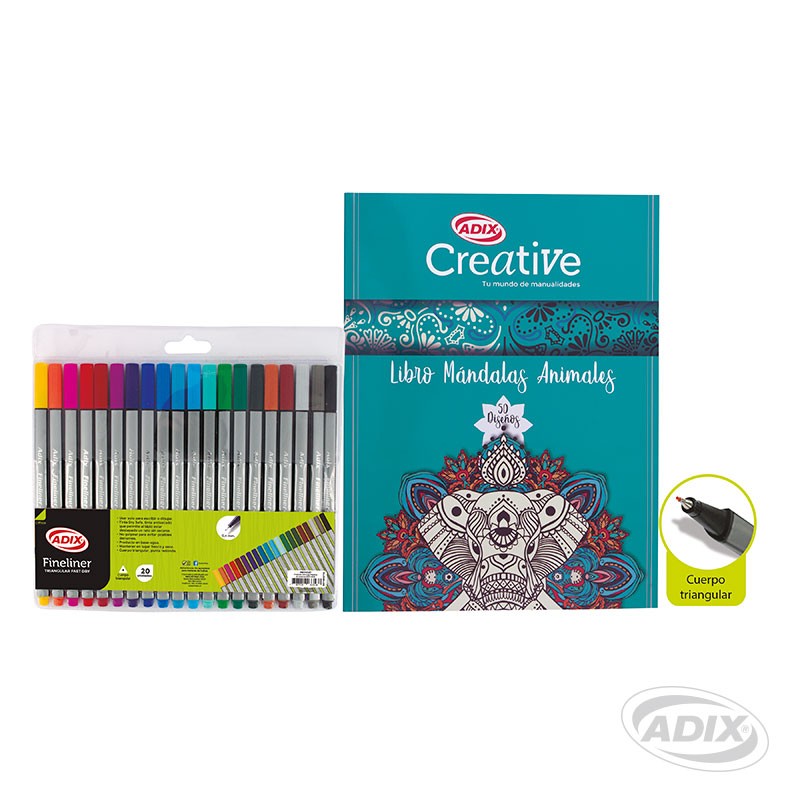 LIBRO MANDALAS PARA COLOREAR + 20 MARCADORES FINELINE - 1
