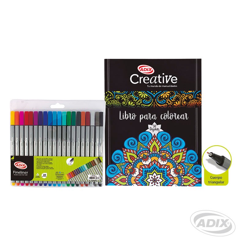 LIBRO PARA COLOREAR + 20 MARCADORES FINELINE - 1