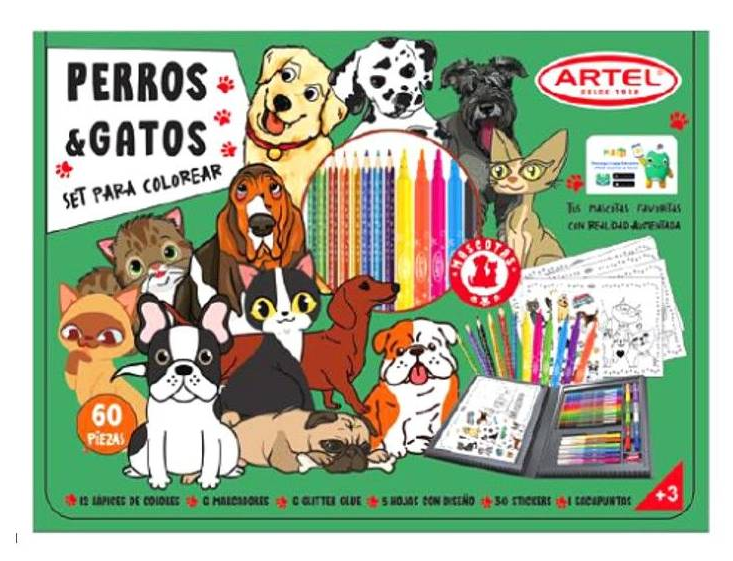 SET PARA COLOREAR ARTEL 60 PIEZAS MASCOTAS - 1
