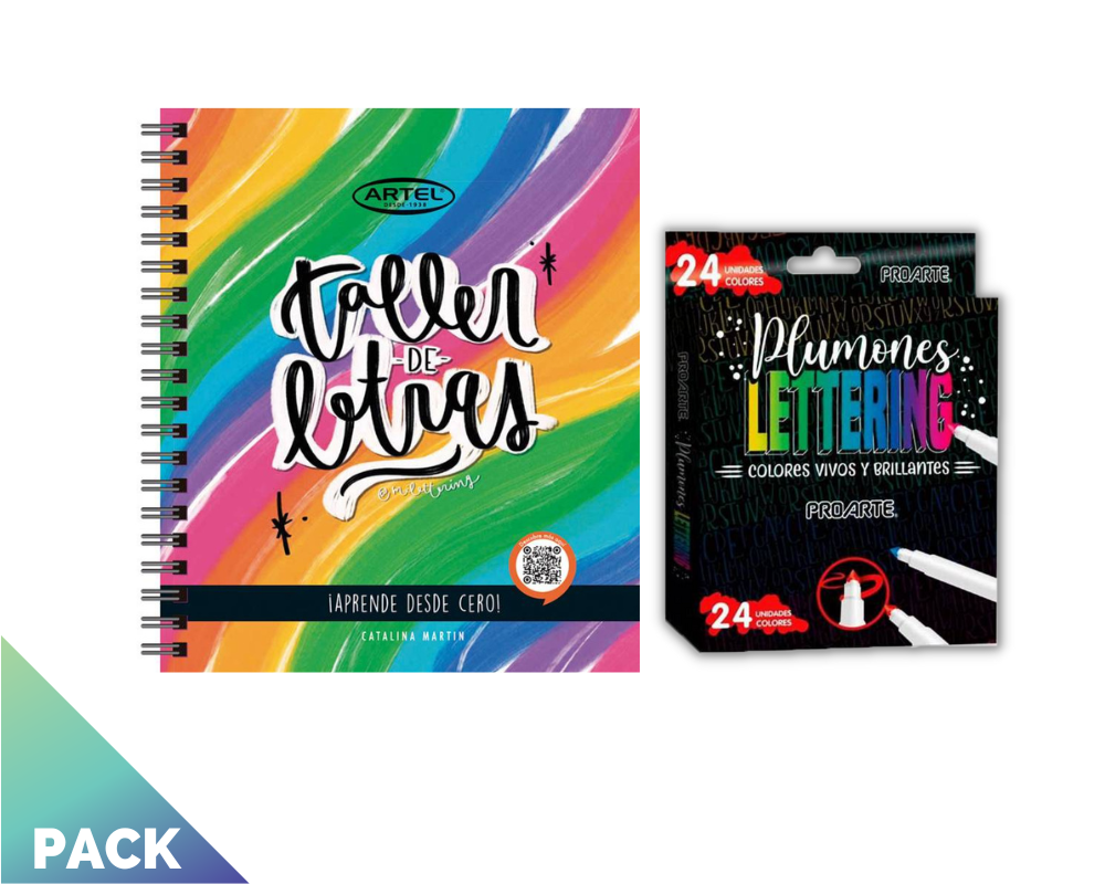 PACK ARTEL LIBRO TALLER DE LETRAS MÁS 24 MARCADORES LETTERING - 1