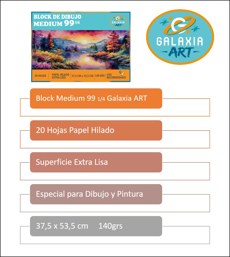 BLOCK DE DIBUJO MEDIUM 99 1/4 GALAXIA ART - 2