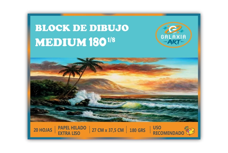 BLOCK DE DIBUJO MEDIUM 180 1/8 GALAXIA ART - 1