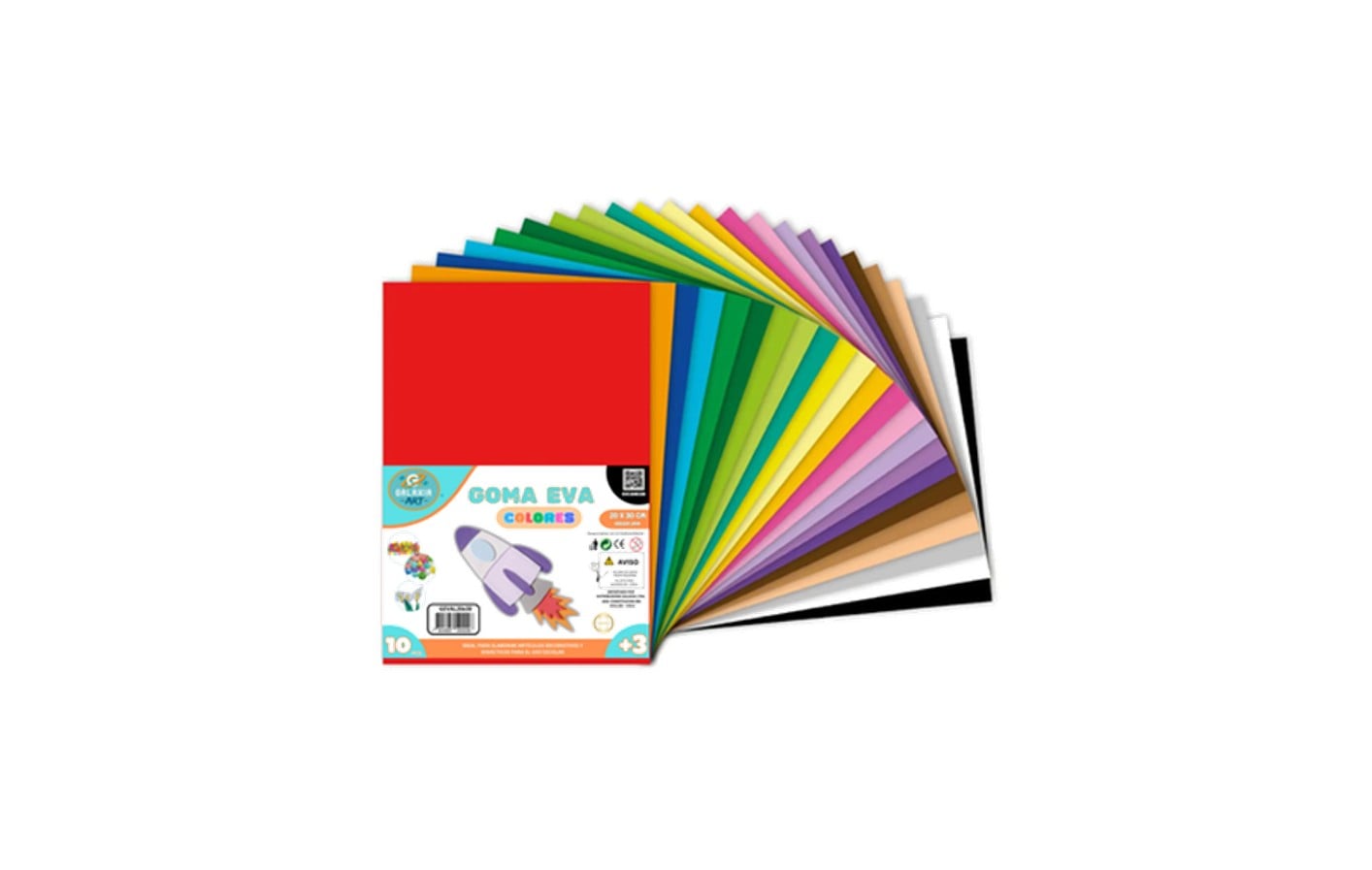 PACK 10 GOMA EVA LISA MULTIPLES COLORES 20X30CM GALAXIA ART - 1
