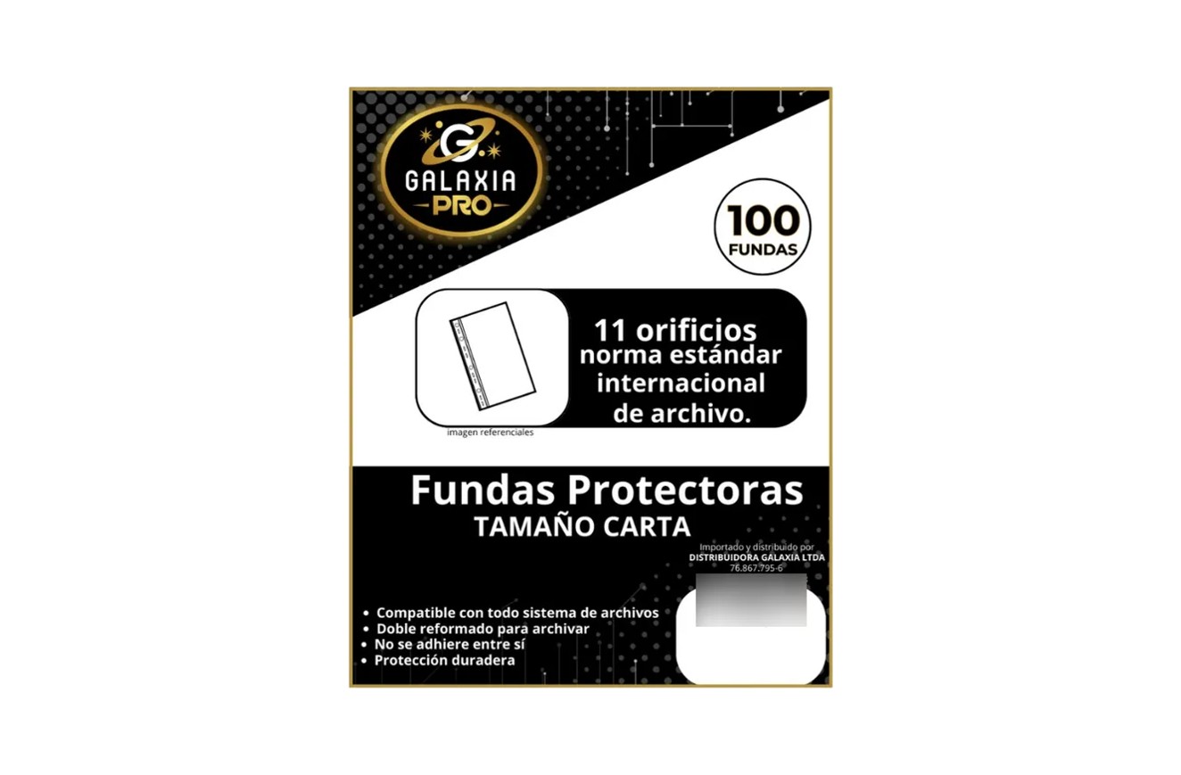 FUNDA PLASTICA TRANSPARENTE CARTA 100 UNIDADES GALAXIA PRO - 1