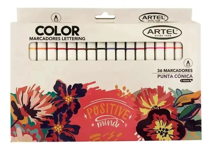 MARCADORES LETTERING PUNTA CONICA 36 UNIDADES ARTEL - 1