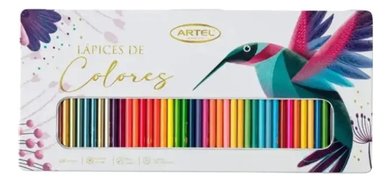 ESTUCHE METALICO 48 UNIDADES DE LAPICES DE COLORES ARTEL - 1