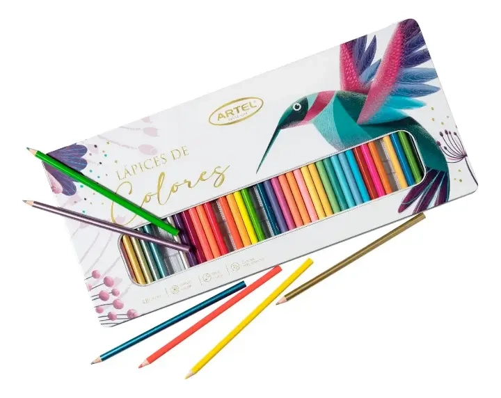 ESTUCHE METALICO 48 UNIDADES DE LAPICES DE COLORES ARTEL - 2