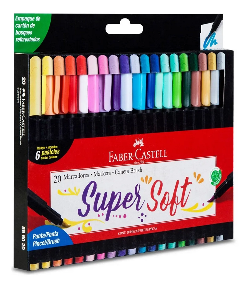 MARCADORES SUPERSOFT PUNTA PINCEL 20 COLORES FABER-CASTELL - 2