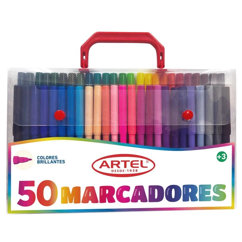 ESTUCHE 50 MARCADORES COLORES BRILLANTES ARTEL - 1