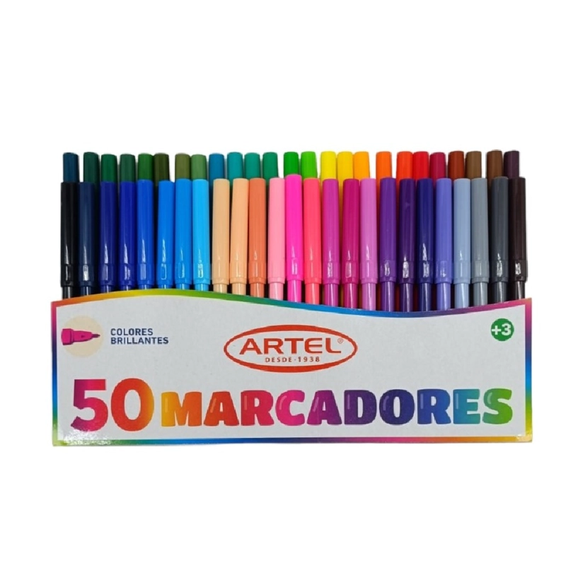 ESTUCHE 50 MARCADORES COLORES BRILLANTES ARTEL - 3