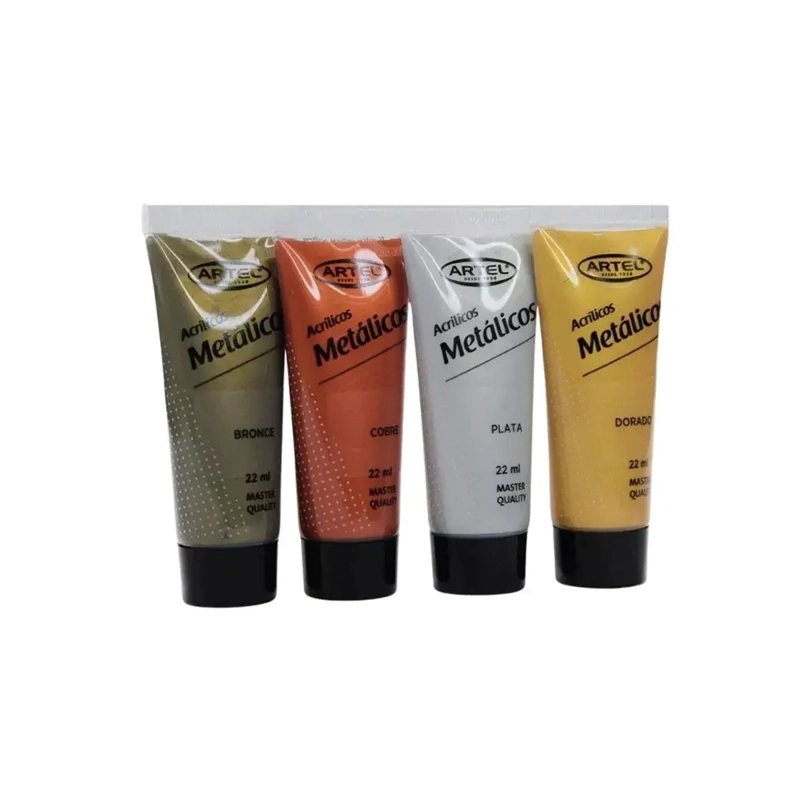 SET 4 PINTURA ACRILICA METALICA MASTER QUALITY 22ML ARTEL - 2