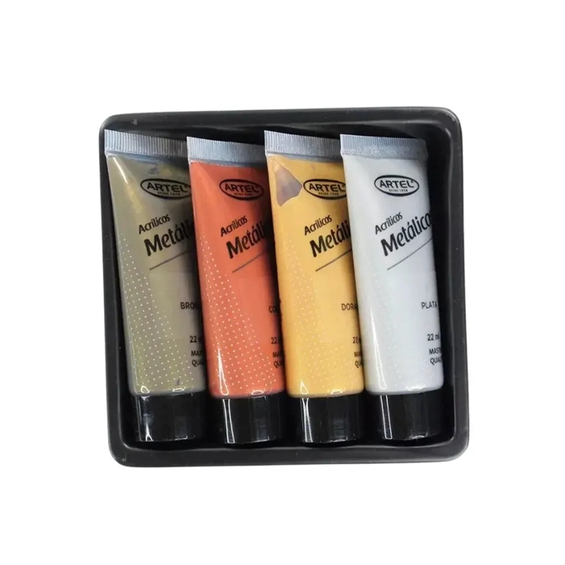 SET 4 PINTURA ACRILICA METALICA MASTER QUALITY 22ML ARTEL - 3