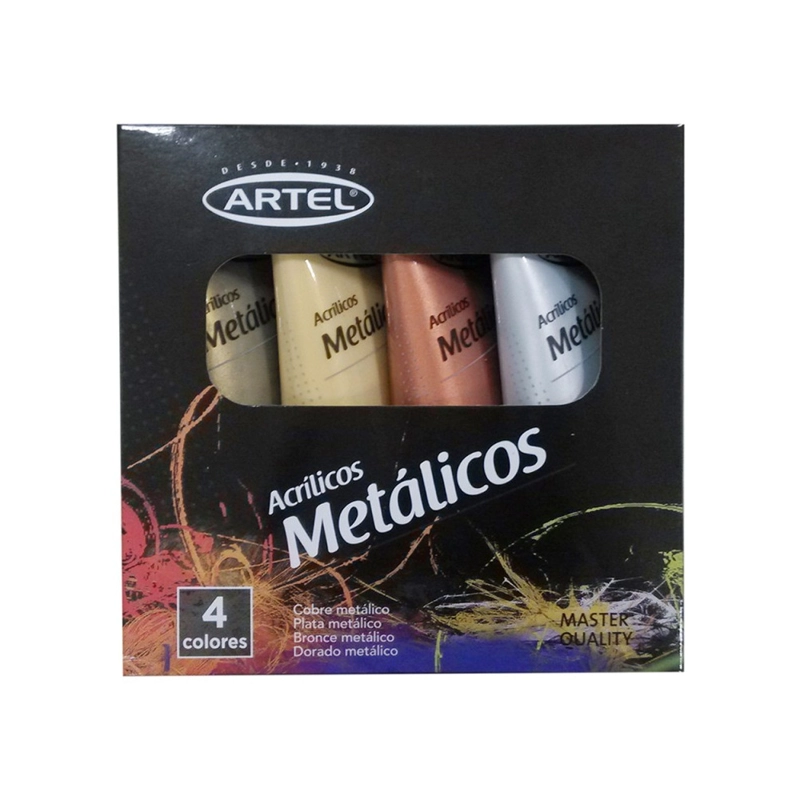 SET 4 PINTURA ACRILICA METALICA MASTER QUALITY 22ML ARTEL - 4