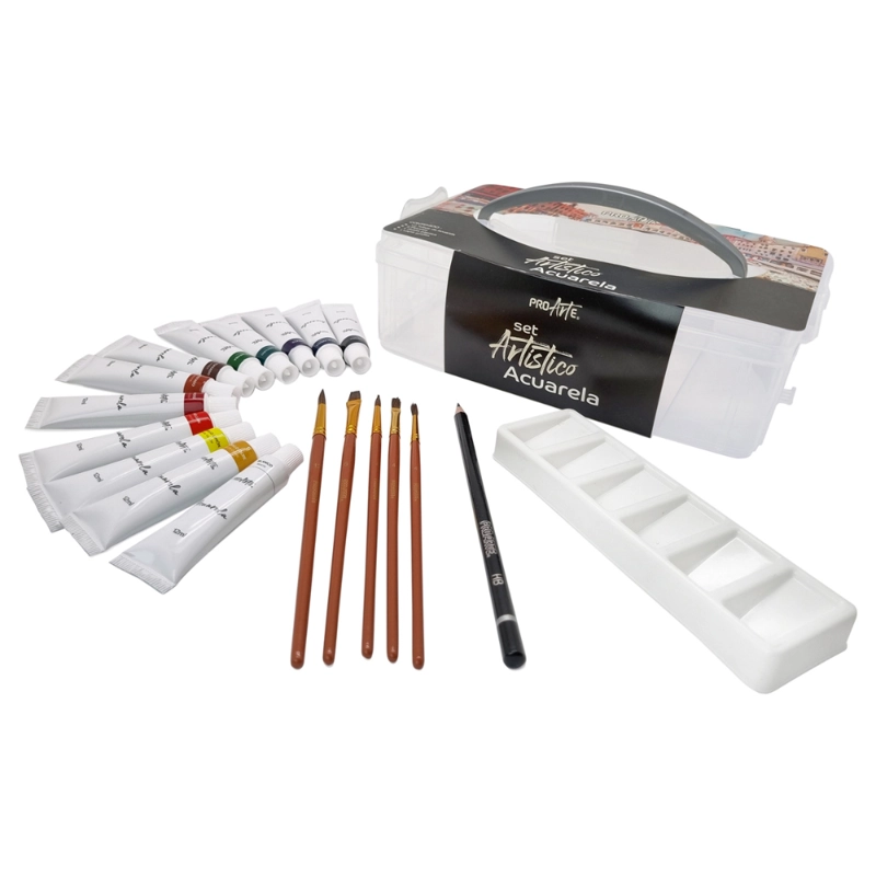 SET ARTISTICO ACUARELA 12 COLORES + BLOCK ACUARELA PROARTE - 3
