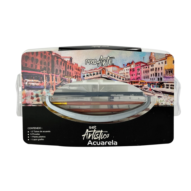 SET ARTISTICO ACUARELA 12 COLORES + BLOCK ACUARELA PROARTE - 5