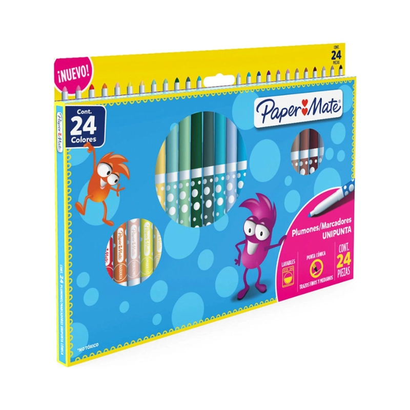 MARCADORES LAVABLES UNIPUNTA 24 COLORES PAPER MATE - 2