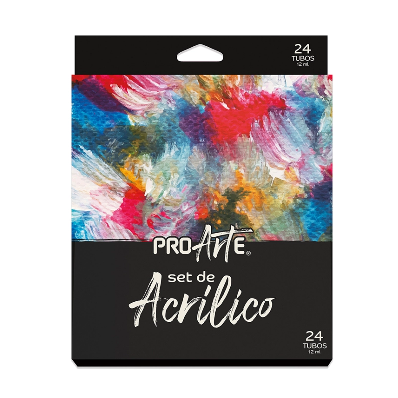 SET DE PINTURAS ACRILICAS 24 COLORES TUBOS 12ML PROARTE - 1