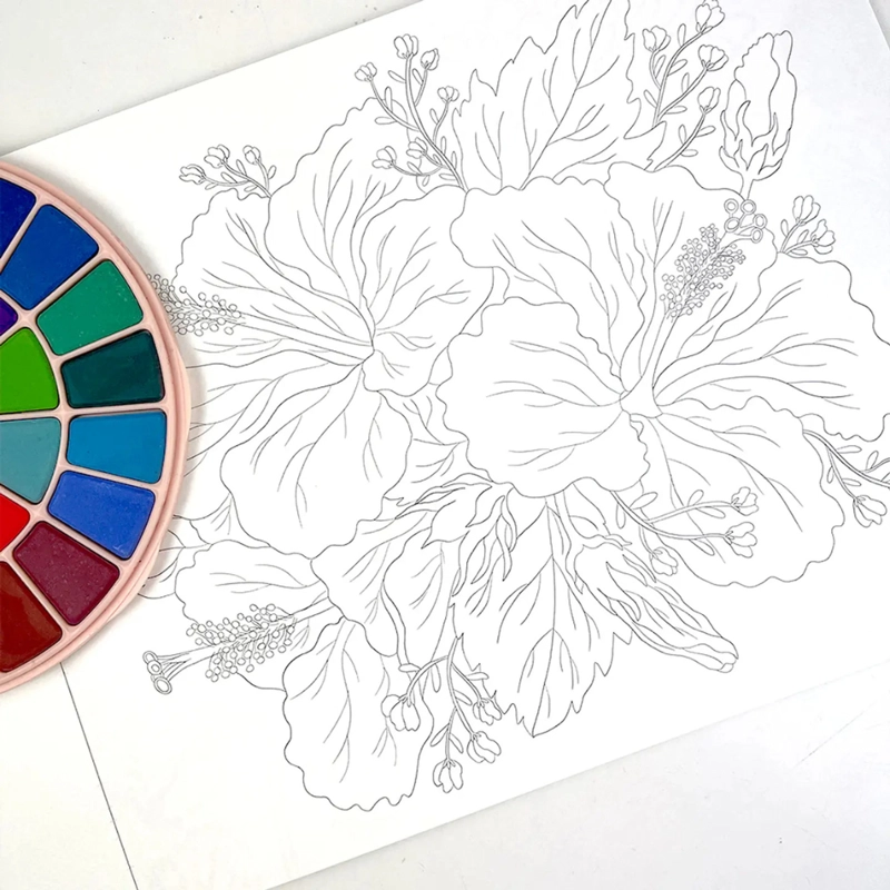 BLOCK PARA ACUARELA 12 ILUSTRACIONES FLORES DE ESTACION ARTEL - 2