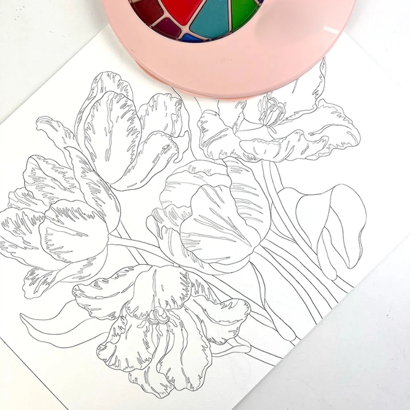 BLOCK PARA ACUARELA 12 ILUSTRACIONES FLORES DE ESTACION ARTEL - 3
