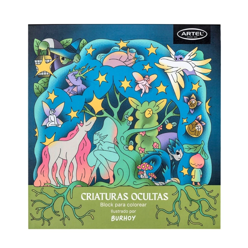 BLOCK PARA COLOREAR CRIATURAS OCULTAS 22X22CM ARTEL - 1