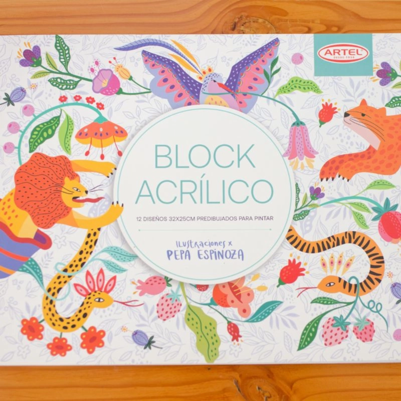 BLOCK ACRILICO 12 ILUSTRACIONES PREDIBUJADAS PARA PINTAR 32X25CM ARTEL - 6