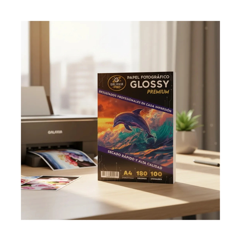 PAPEL FOTOGRAFICO GLOSSY A4 180GRS 100 HOJAS GALAXIA PRO - 2