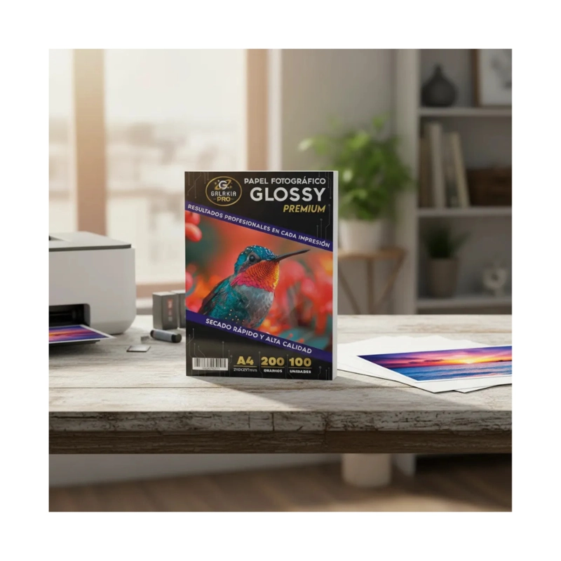 PAPEL FOTOGRAFICO GLOSSY A4 200GRS 100 HOJAS GALAXIA PRO - 2